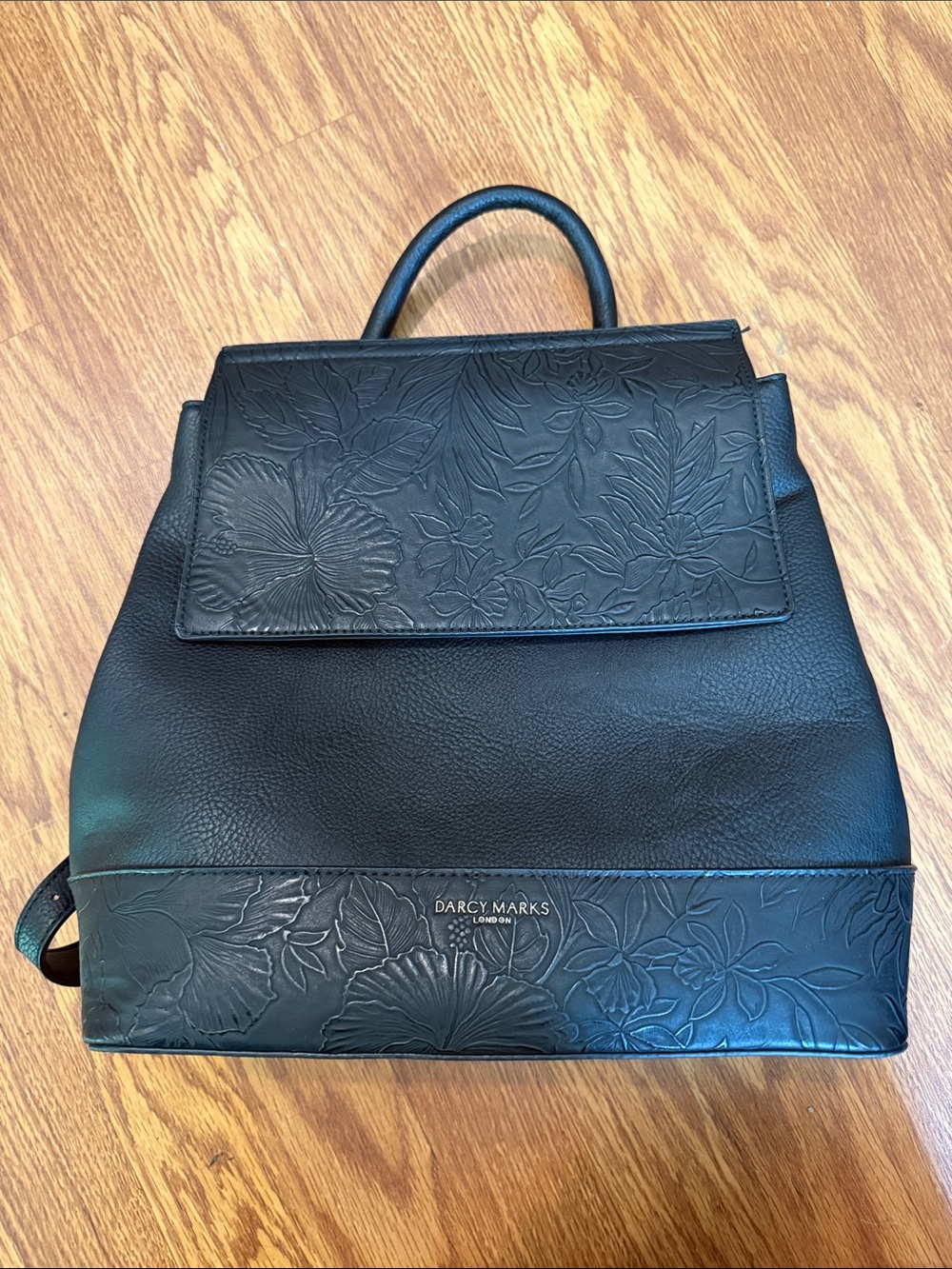 Darcy Marks Black Embossed Floral Backpack
